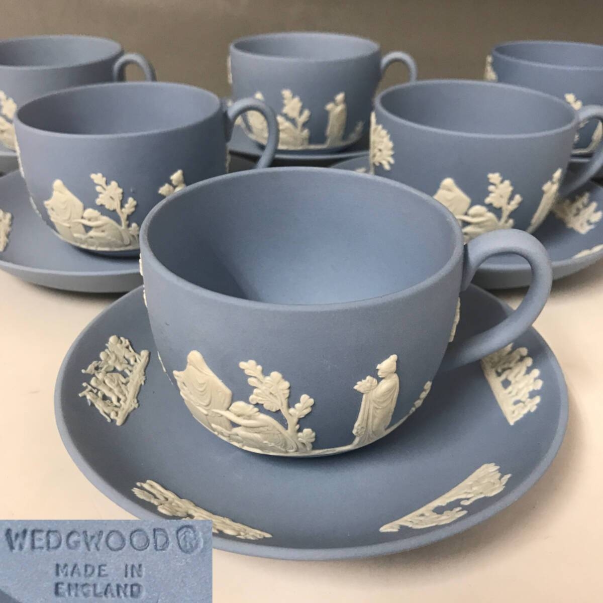 WEDGWOOD Cup & Saucer Tea Cup Jasper Set of 6