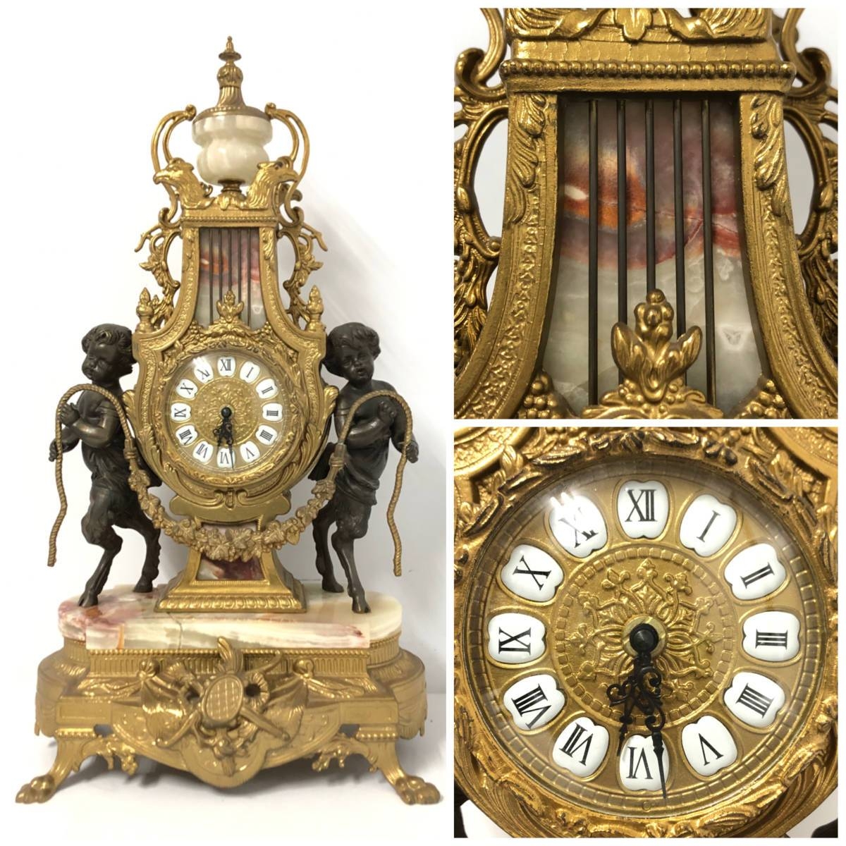 LANCINI Rococo style angel statue table clock